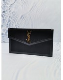 (UNUSED) 2020 YSL SAINT LAURENT UPTOWN FLAP POUCH BLACK FABRIC / LEATHER -FULL SET-