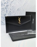 (UNUSED) 2020 YSL SAINT LAURENT UPTOWN FLAP POUCH BLACK FABRIC / LEATHER -FULL SET-