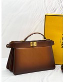 FENDI OMBRE BROWN MEIDUM PEEKABOO ISEEU EAST-WEST TOP HANDLE BAG IN NAPPA LEATHER 