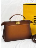 FENDI OMBRE BROWN MEIDUM PEEKABOO ISEEU EAST-WEST TOP HANDLE BAG IN NAPPA LEATHER 