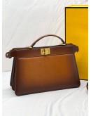 FENDI OMBRE BROWN MEIDUM PEEKABOO ISEEU EAST-WEST TOP HANDLE BAG IN NAPPA LEATHER 