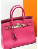 HERMES BIRKIN 30 ROSE TYRIEN CHEVRE MYSORE TOP HANDLE BAG WITH PALLADIUM HARDWARE -FULL SET-