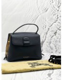 BURBERRY DERBY BLACK LEATHER WITH HOUSE CHECK CANVAS CAMBERLEY SMALL HANLDE BAG 