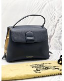 BURBERRY DERBY BLACK LEATHER WITH HOUSE CHECK CANVAS CAMBERLEY SMALL HANLDE BAG 