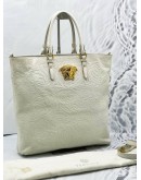 VERSACE MEDUSA HEAD TOTE HANDLE BAG WITH STRAP IN WHITE LEATHER