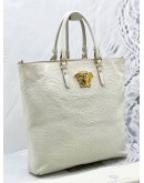 VERSACE MEDUSA HEAD TOTE HANDLE BAG WITH STRAP IN WHITE LEATHER