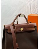 (SALE) HERMES HERBAG 31 BROWN TOILE AND LEATHER MM -FULL SET-