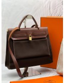 (SALE) HERMES HERBAG 31 BROWN TOILE AND LEATHER MM -FULL SET-