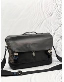 COACH BIKE BAG IN BLACK SIGNATURE JACQUARD CANVAS WITH LEATHER BAG 