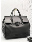 VERSACE MEDUSA EMPIRE PALAZZO BLACK LEATHER TOTE HANDLE BAG WITH STRAP 