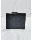 (UNUSED) 2024 GUCCI WALLET WITH INTERLOCKING G IN BLACK GG SUPREME CANVAS -FULL SET-