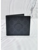 (UNUSED) 2024 GUCCI WALLET WITH INTERLOCKING G IN BLACK GG SUPREME CANVAS -FULL SET-