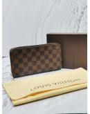 LOUIS VUITTON ZIP AROUND BROWN DAMIER EBENE CANVAS  LONG WALLET -FULL SET-