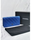 (LIKE NEW) CHANEL CC L YEN LONG WALLET IN BLUE LAMBSKIN LEATHER