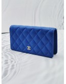 (LIKE NEW) CHANEL CC L YEN LONG WALLET IN BLUE LAMBSKIN LEATHER