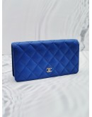 (LIKE NEW) CHANEL CC L YEN LONG WALLET IN BLUE LAMBSKIN LEATHER