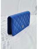 (LIKE NEW) CHANEL CC L YEN LONG WALLET IN BLUE LAMBSKIN LEATHER