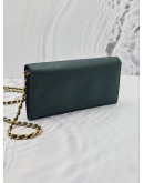 (LIKE NEW) PRADA DARK GREEN SAFFIANO LUX LEATHER CROSSBODY WALLET ON CHAIN 