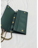 (LIKE NEW) PRADA DARK GREEN SAFFIANO LUX LEATHER CROSSBODY WALLET ON CHAIN 