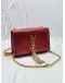 YSL SAINT LAURENT RED CALFSKIN LEATHER SMALL KATE GOLD CHAIN SLING BAG