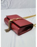 YSL SAINT LAURENT RED CALFSKIN LEATHER SMALL KATE GOLD CHAIN SLING BAG