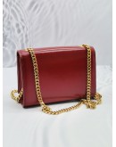 YSL SAINT LAURENT RED CALFSKIN LEATHER SMALL KATE GOLD CHAIN SLING BAG