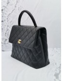 CHANEL VINTAGE KELLY CC TURN LOCK TOP HANDLE BAG IN BLACK CAVIAR LEATHER GHW