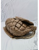 CHANEL BUBBLE ACCORDION FLAP BAG IN BROWN QUILTED LAMBSKIN LEATHER SHOULDER BAG 