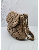 CHANEL BUBBLE ACCORDION FLAP BAG IN BROWN QUILTED LAMBSKIN LEATHER SHOULDER BAG 