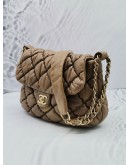 CHANEL BUBBLE ACCORDION FLAP BAG IN BROWN QUILTED LAMBSKIN LEATHER SHOULDER BAG 