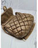 CHANEL BUBBLE ACCORDION FLAP BAG IN BROWN QUILTED LAMBSKIN LEATHER SHOULDER BAG 