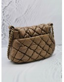 CHANEL BUBBLE ACCORDION FLAP BAG IN BROWN QUILTED LAMBSKIN LEATHER SHOULDER BAG 