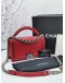 2017 CHANEL MEDIUM LEBOY IN RED QUILTED LEATHER SLING FLAP BAG WITH SILVER/BLACK RUTHENIUM HARDWARE -FULL SET-