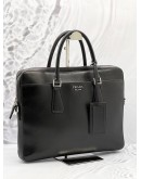 PRADA MEN'S BLACK SAFFIANO LEATHER BRIEFCASE HANDLE BAG 