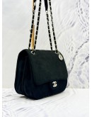 2002 CHANEL FLAP SHOULDER BAG IN BLACK SUEDE LEATHER