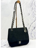 2002 CHANEL FLAP SHOULDER BAG IN BLACK SUEDE LEATHER