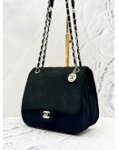 2002 CHANEL FLAP SHOULDER BAG IN BLACK SUEDE LEATHER