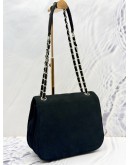 2002 CHANEL FLAP SHOULDER BAG IN BLACK SUEDE LEATHER