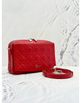 2016 CHRISTIAN DIOR FLAP CAMERA SHOULDER AND CROSSBODY BAG IN RED CANNAGE CALF LEATHER