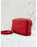 2016 CHRISTIAN DIOR FLAP CAMERA SHOULDER AND CROSSBODY BAG IN RED CANNAGE CALF LEATHER