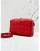 2016 CHRISTIAN DIOR FLAP CAMERA SHOULDER AND CROSSBODY BAG IN RED CANNAGE CALF LEATHER