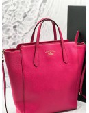 GUCCI PURPLE PINK PEBBLED LEATHER SWING TOTE BAG WITH STRAP  