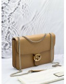 GUCCI INTERLOCKING GG CAMELIA LIGHT GOLD CHAIN SLING BAG IN BEIGE CALFSKIN LEATHER