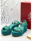 SALVATORE FERRAGAMO LUCITES BLUE GREEN WEDGES -FULL SET- 