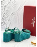 SALVATORE FERRAGAMO LUCITES BLUE GREEN WEDGES -FULL SET- 