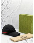 GUCCI BLACK GG CANVAS BASEBALL CAP WITH WEB SIZE 7 / 59CM -FULL SET-