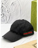 GUCCI BLACK GG CANVAS BASEBALL CAP WITH WEB SIZE 7 / 59CM -FULL SET-