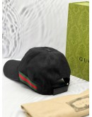 GUCCI BLACK GG CANVAS BASEBALL CAP WITH WEB SIZE 7 / 59CM -FULL SET-