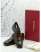 SALVATORE FERRAGAMO SHINNY BROWN LEATHER LOAFER SIZE 7 1/2 -FULL SET- 