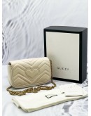 GUCCI GG MARMONT OFF WHITE CREAM MATELASSE CHEVRON LEATHER SUPER MINI GOLD HARDWARE BAG -FULL SET-